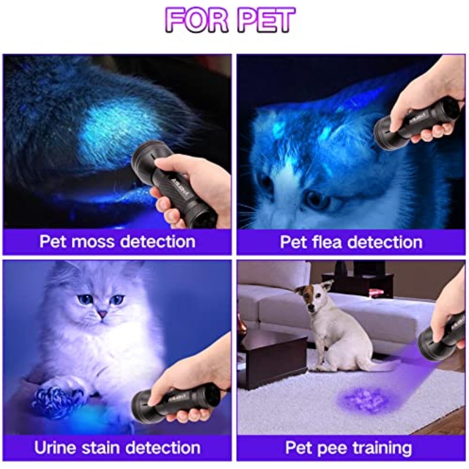 LED UV 395nm Blacklight Lamp Outdoor Flashlight Test Lamp With 51 LEDs 
