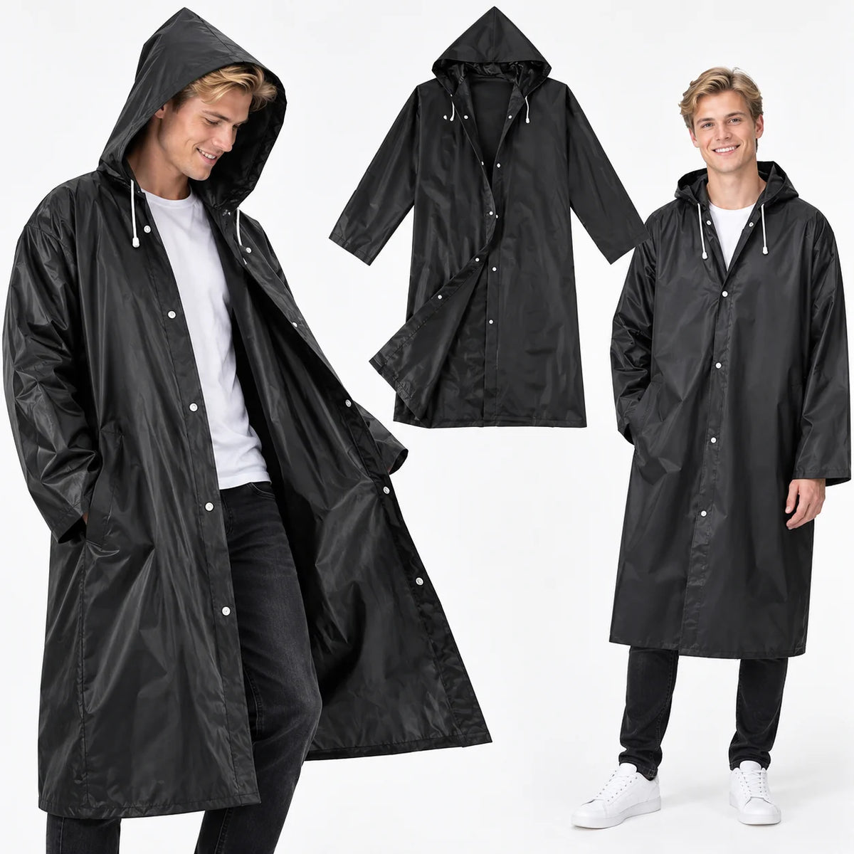 Unisex Regenmantel Wasserdicht – Leichte Regenjacke mit Kapuze, Universal Größe