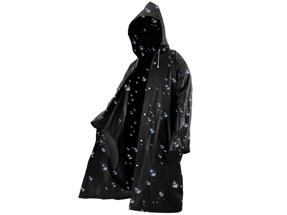 Regenmantel Unisex Wasserfest mit Kapuze Schwarz – Leichter Regenponcho Universal