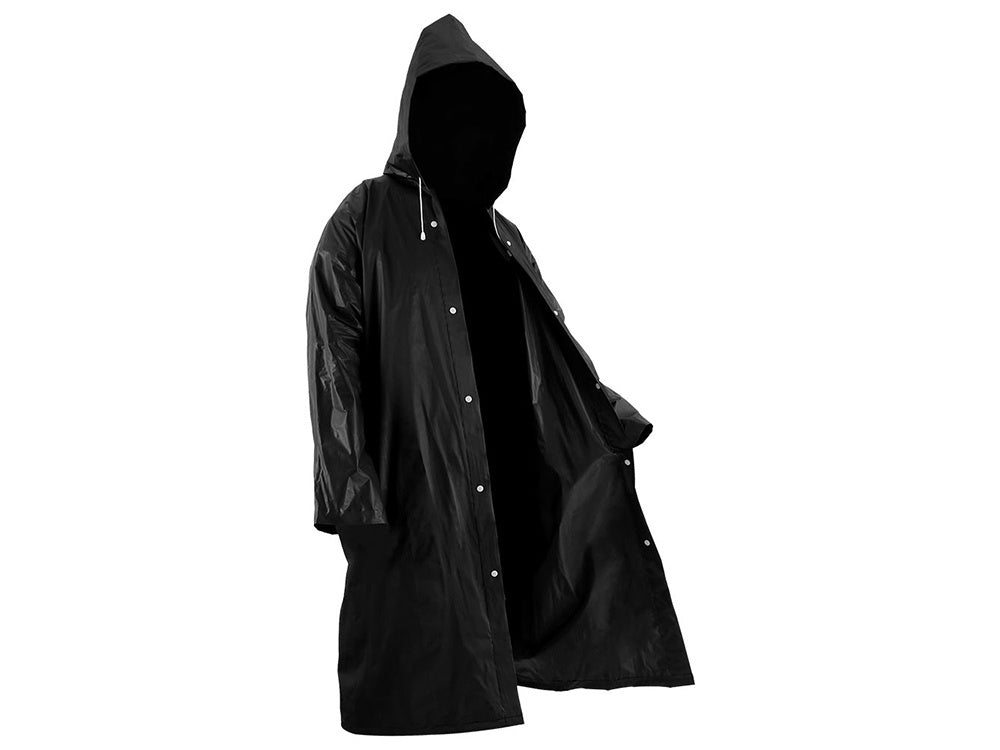 Regenmantel Unisex Wasserfest mit Kapuze Schwarz – Leichter Regenponcho Universal