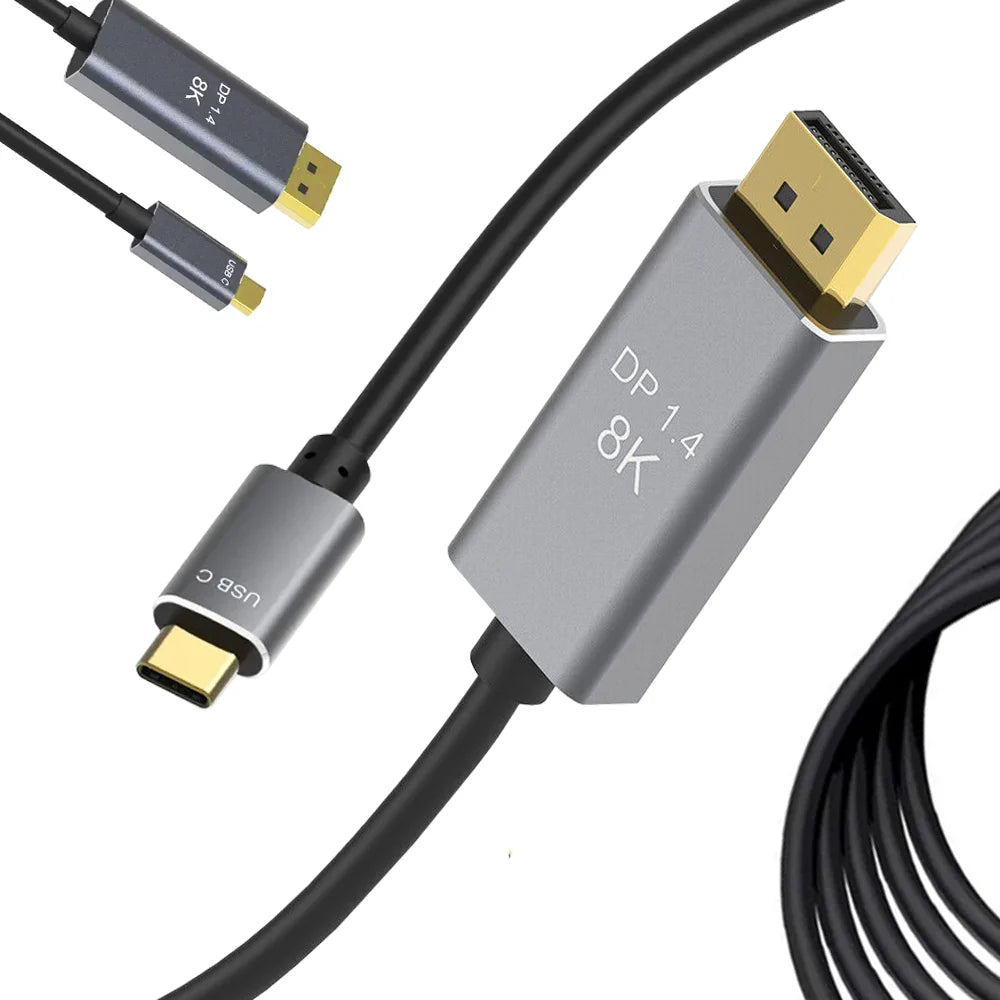 USB-C auf DisplayPort Kabel DP 1.4 8K 60Hz 4K 120Hz 1,8 m Monitor Adapter