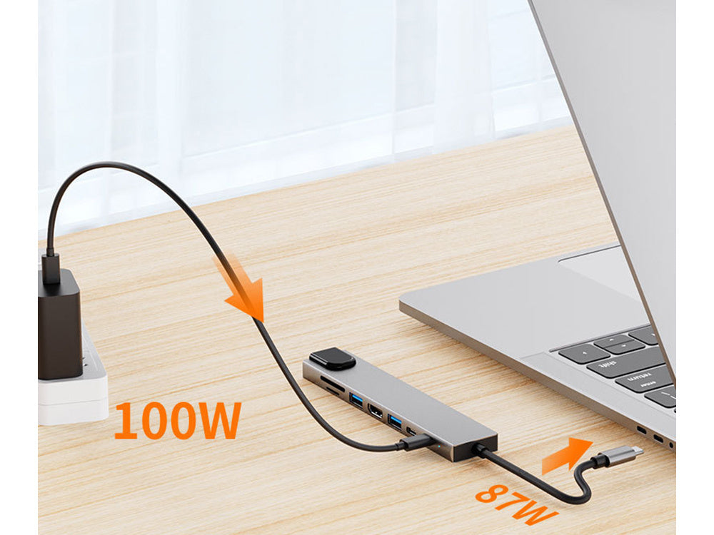 USB C Hub 8in1 Adapter HDMI 4K RJ45 SD TF Thunderbolt 3