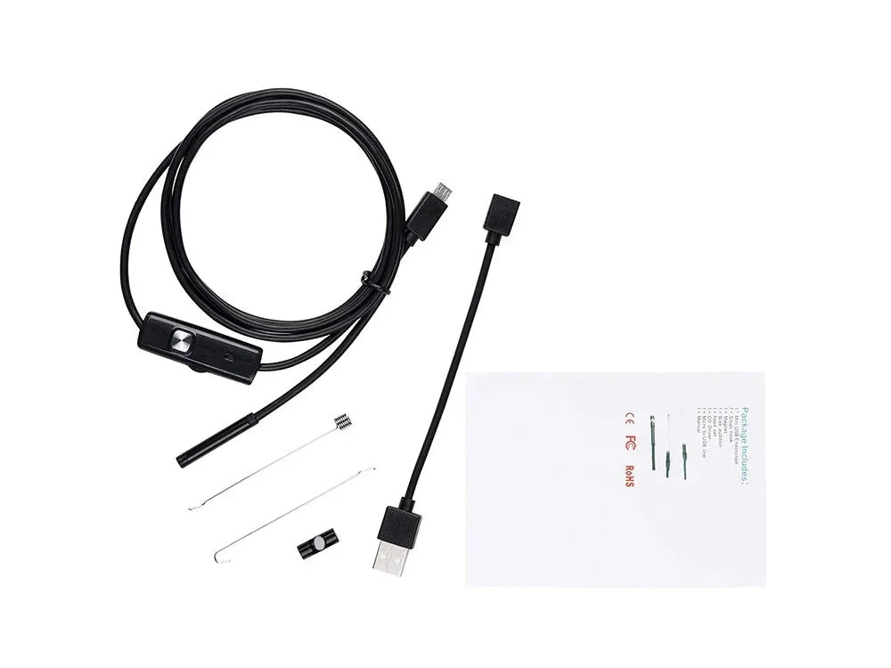USB Endoskopkamera 5 m mit 5,5 mm Kamerakopf – LED Inspektionskamera IP67 für Android OTG & Windows PC