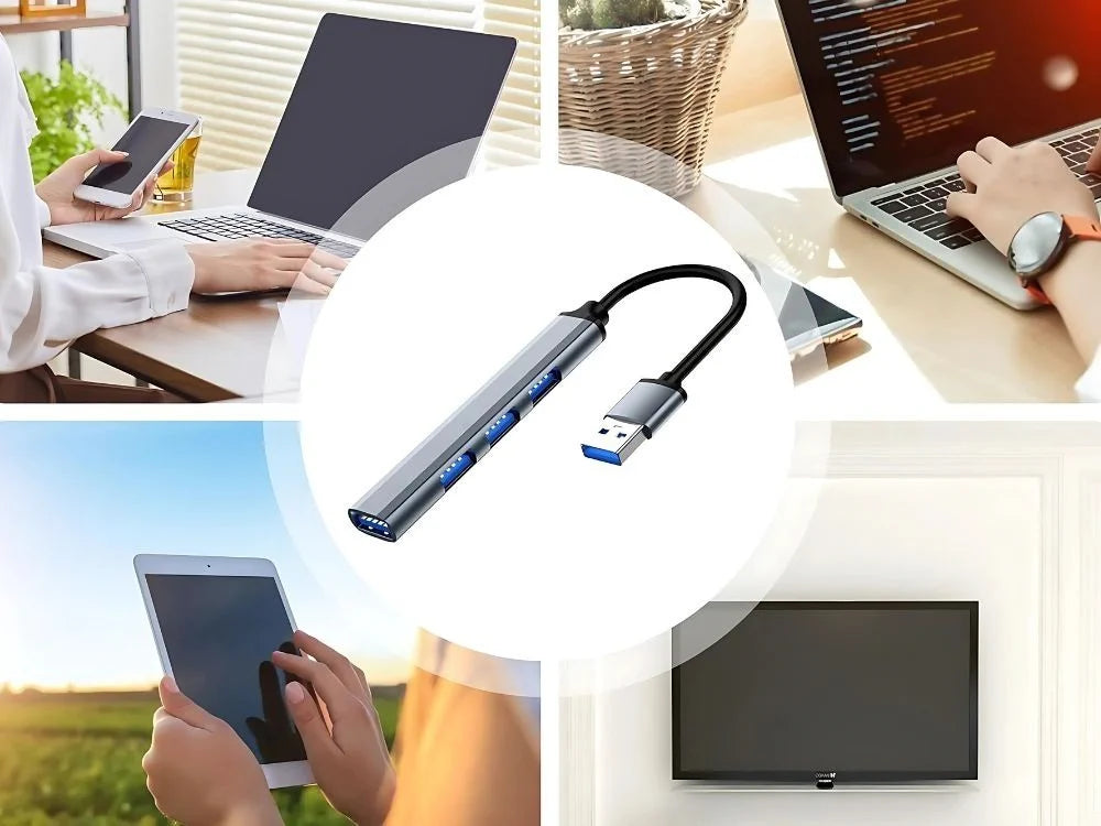 USB 3.0 HUB Verteiler Splitter Adapter Super Speed Datenhub 4 Port für Laptop PC