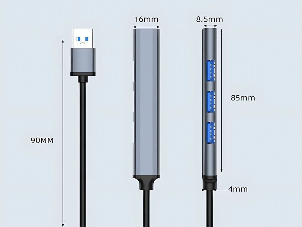 USB 3.0 HUB Verteiler Splitter Adapter Super Speed Datenhub 4 Port für Laptop PC