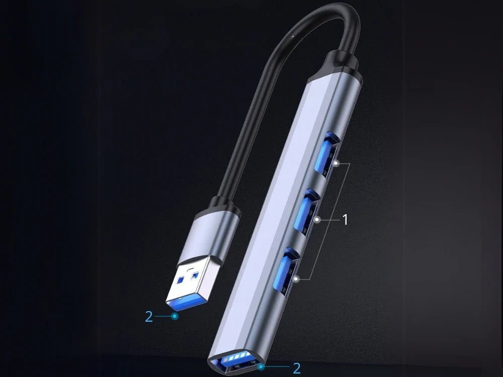 USB 3.0 HUB Verteiler Splitter Adapter Super Speed Datenhub 4 Port für Laptop PC