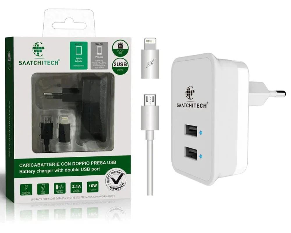 USB Ladegerät 2 Port 5V 2,1A Netzteil mit Micro USB Kabel Universal 100-240V