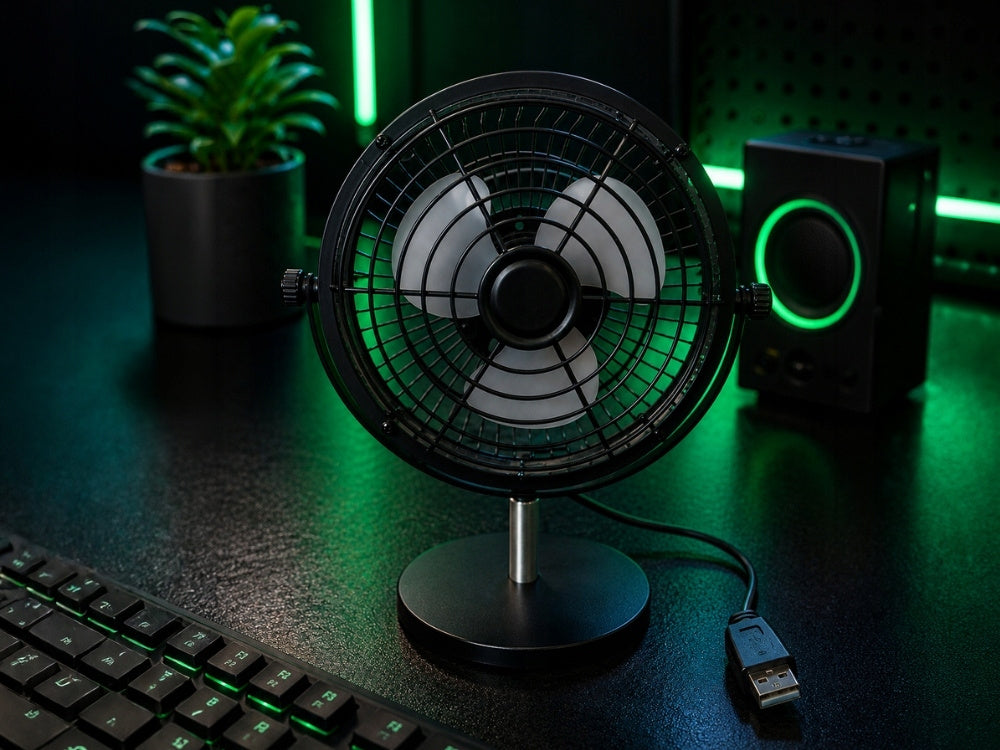 USB Tischventilator Leise Mini Ventilator für Büro Zuhause USB-C 360° Neigbar
