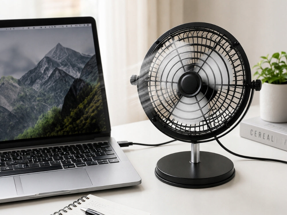 USB Tischventilator Leise Mini Ventilator für Büro Zuhause USB-C 360° Neigbar
