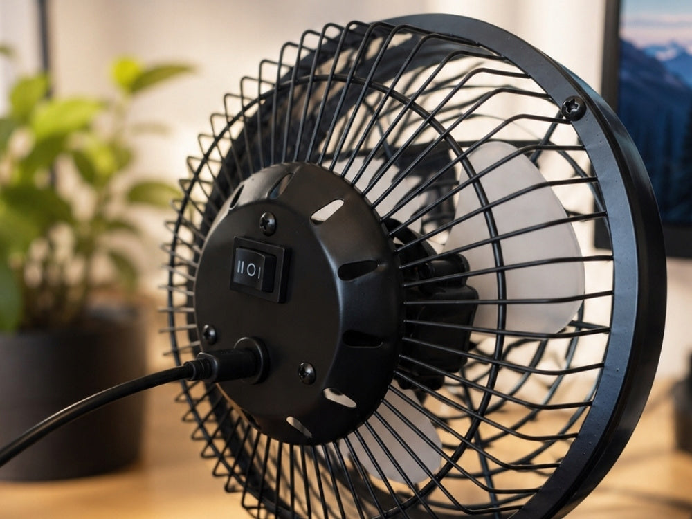 USB Tischventilator Leise Mini Ventilator für Büro Zuhause USB-C 360° Neigbar