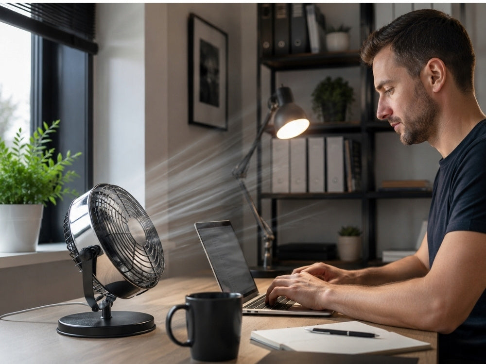 USB Tischventilator Leise Mini Ventilator für Büro Zuhause USB-C 360° Neigbar