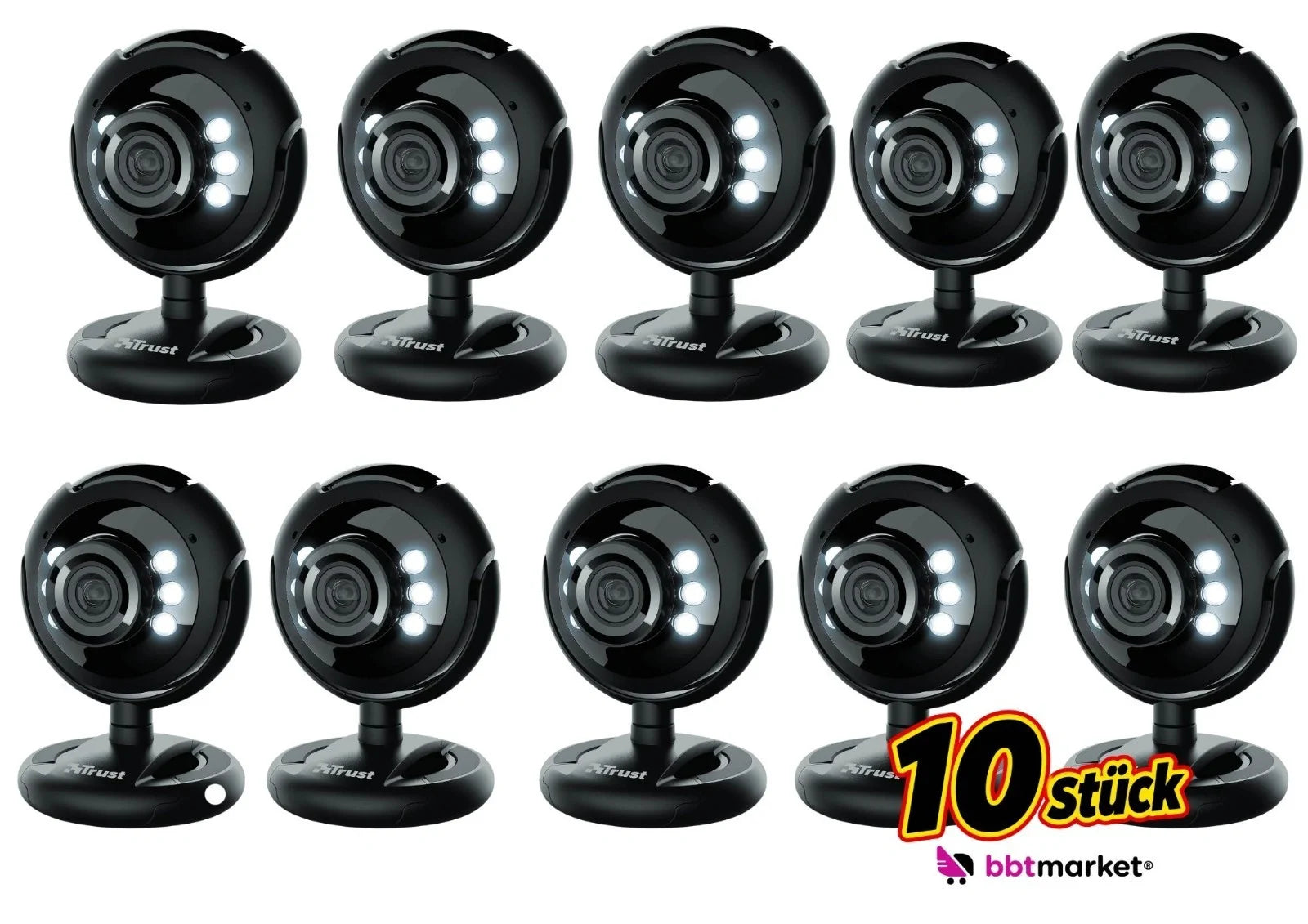 USB Webcam 1,3 Megapixel mit Mikrofon & LED Beleuchtung – PC Laptop Kamera für Videochat