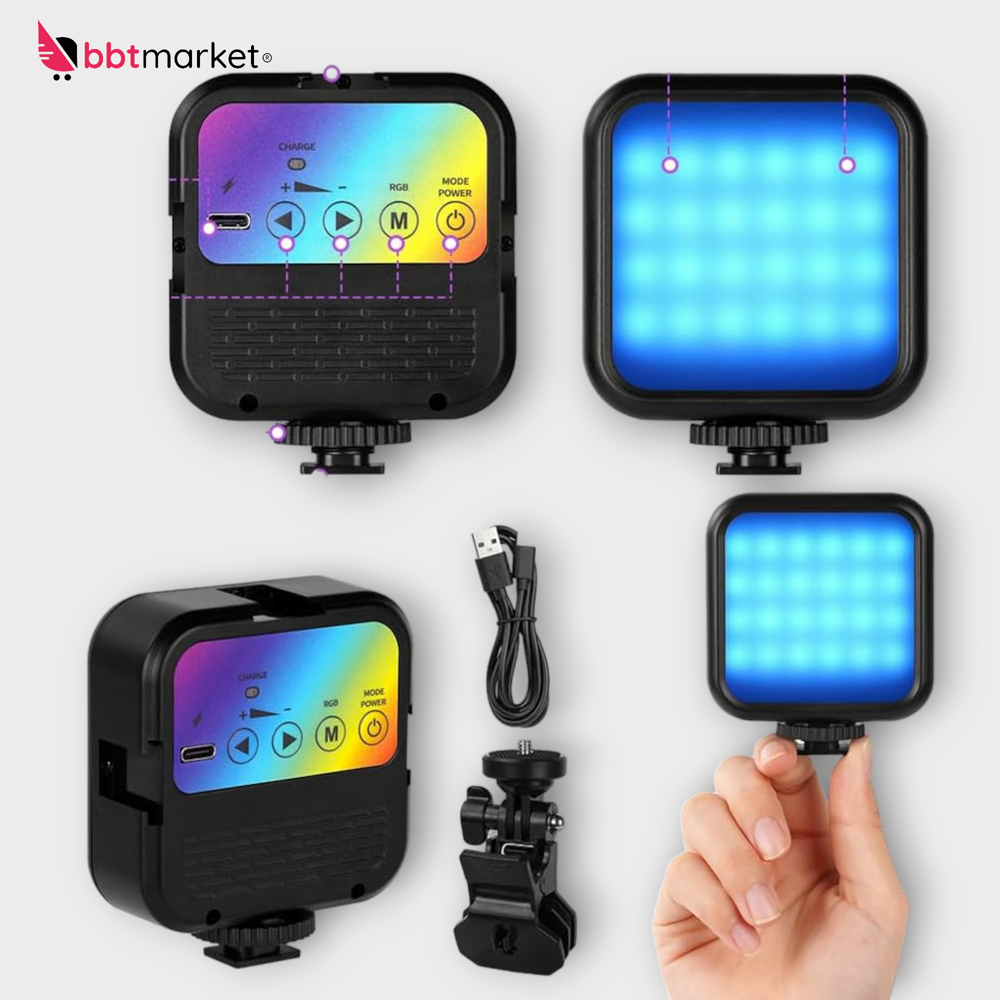 Video light camera studio leds camcorder laptop lamp video conference RGB 1800mah 