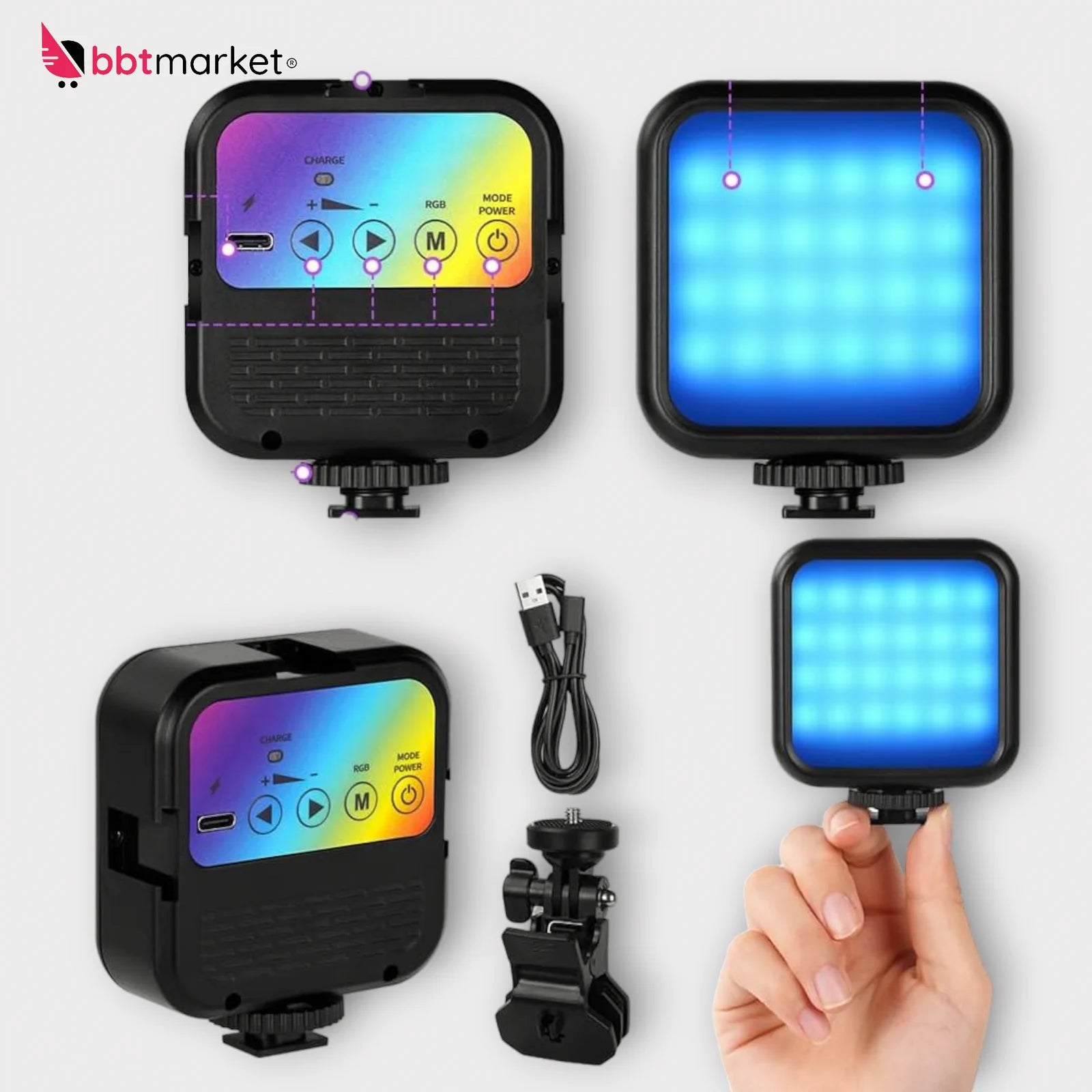 Videoleuchte Kamera Studio Leds Camcorder Laptop Lampe Videokonferenz RGB 1800ma