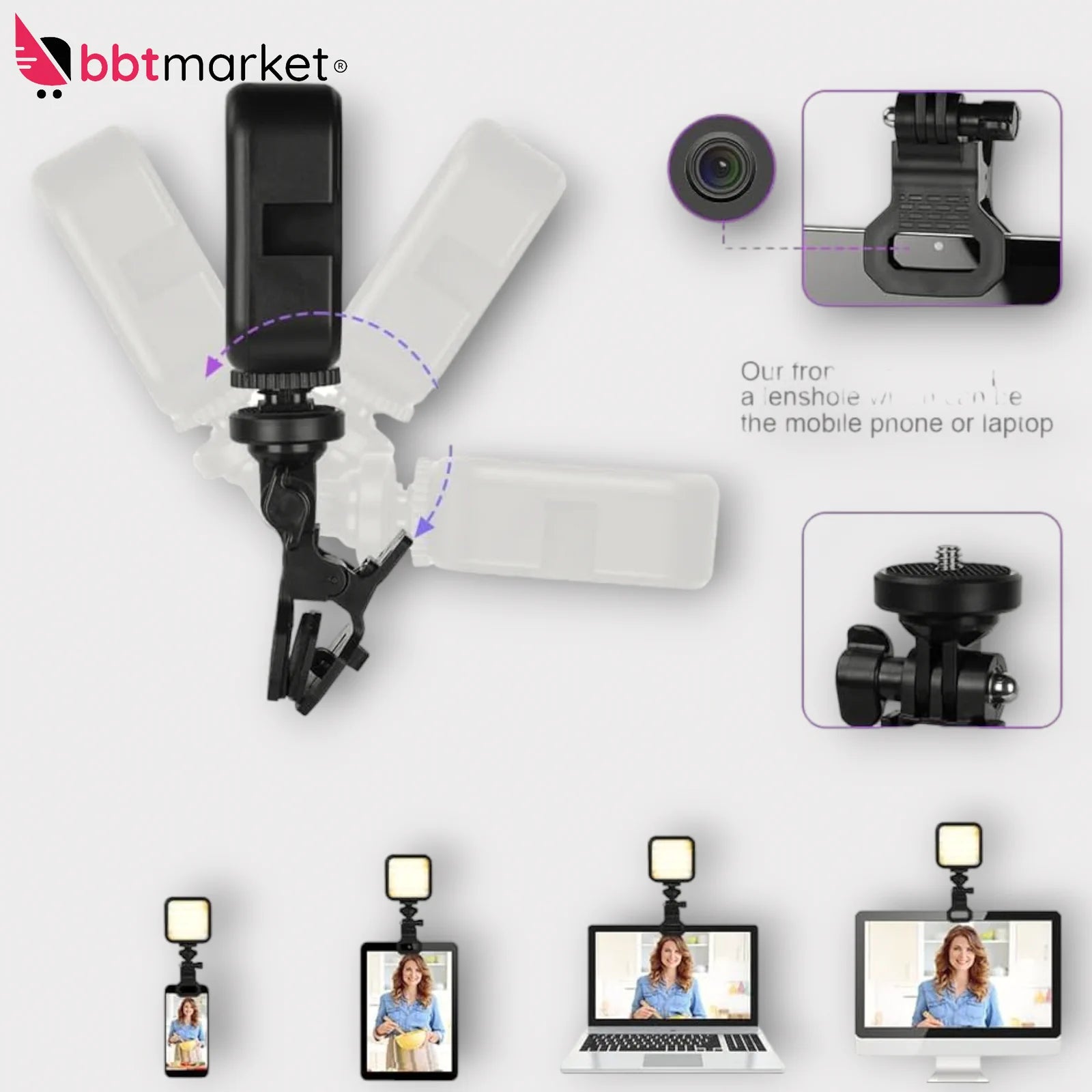 Videoleuchte Kamera Studio Leds Camcorder Laptop Lampe Videokonferenz RGB 1800ma