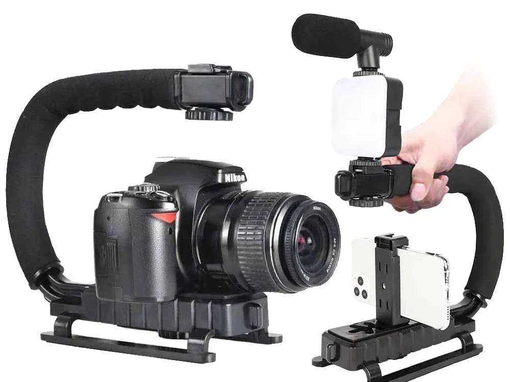 Vlogging Kit Smartphone Mikrofon LED Licht Bluetooth Fernauslöser Video Rig