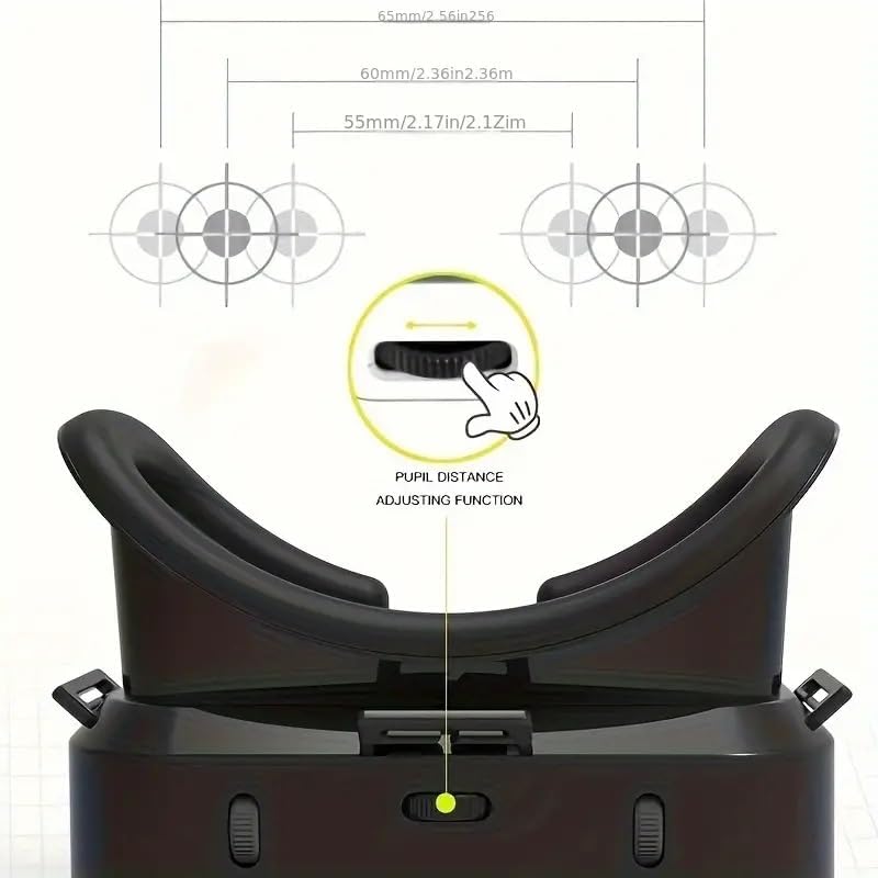 VR Brille 3D für Smartphone & PC – Leichtes VR Headset mit Linsen-/Pupillen-Distanzregler, abnehmbarem Komfortpolster, kompatibel mit Android & iOS