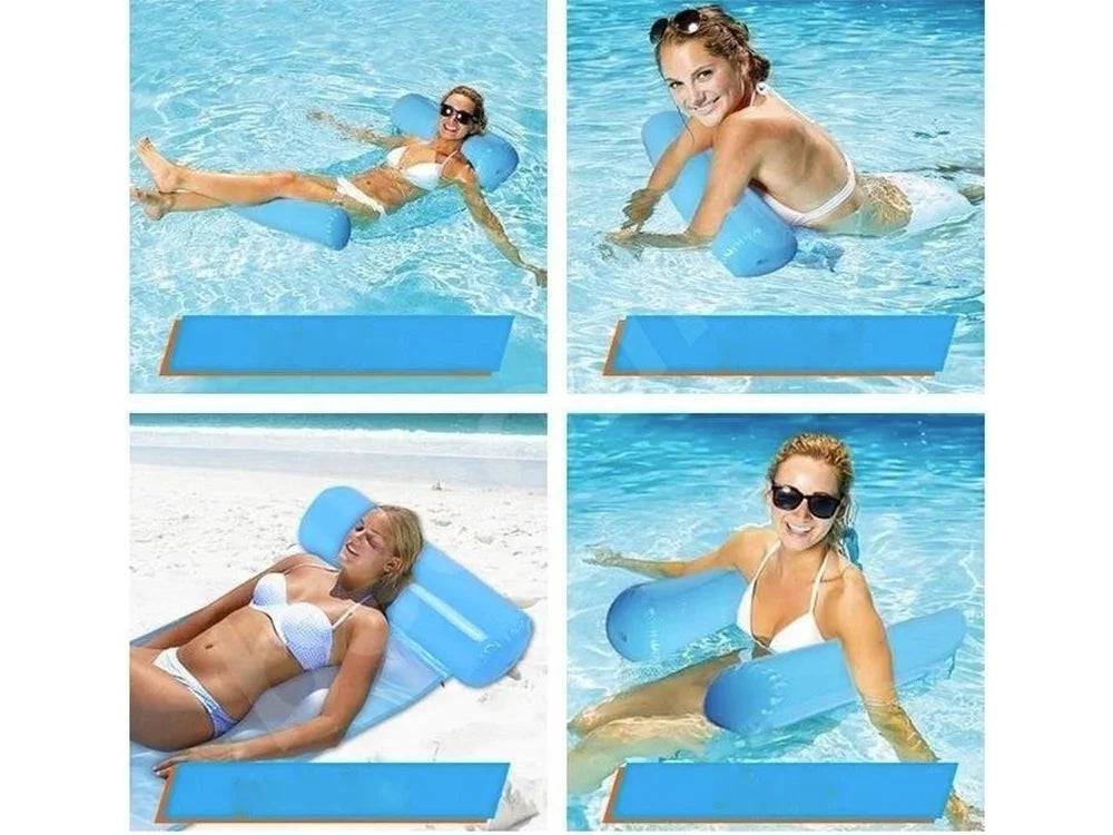 Wasserhängematte Aufblasbar Pool Liege Schwimmmatte Luftmatratze Blau