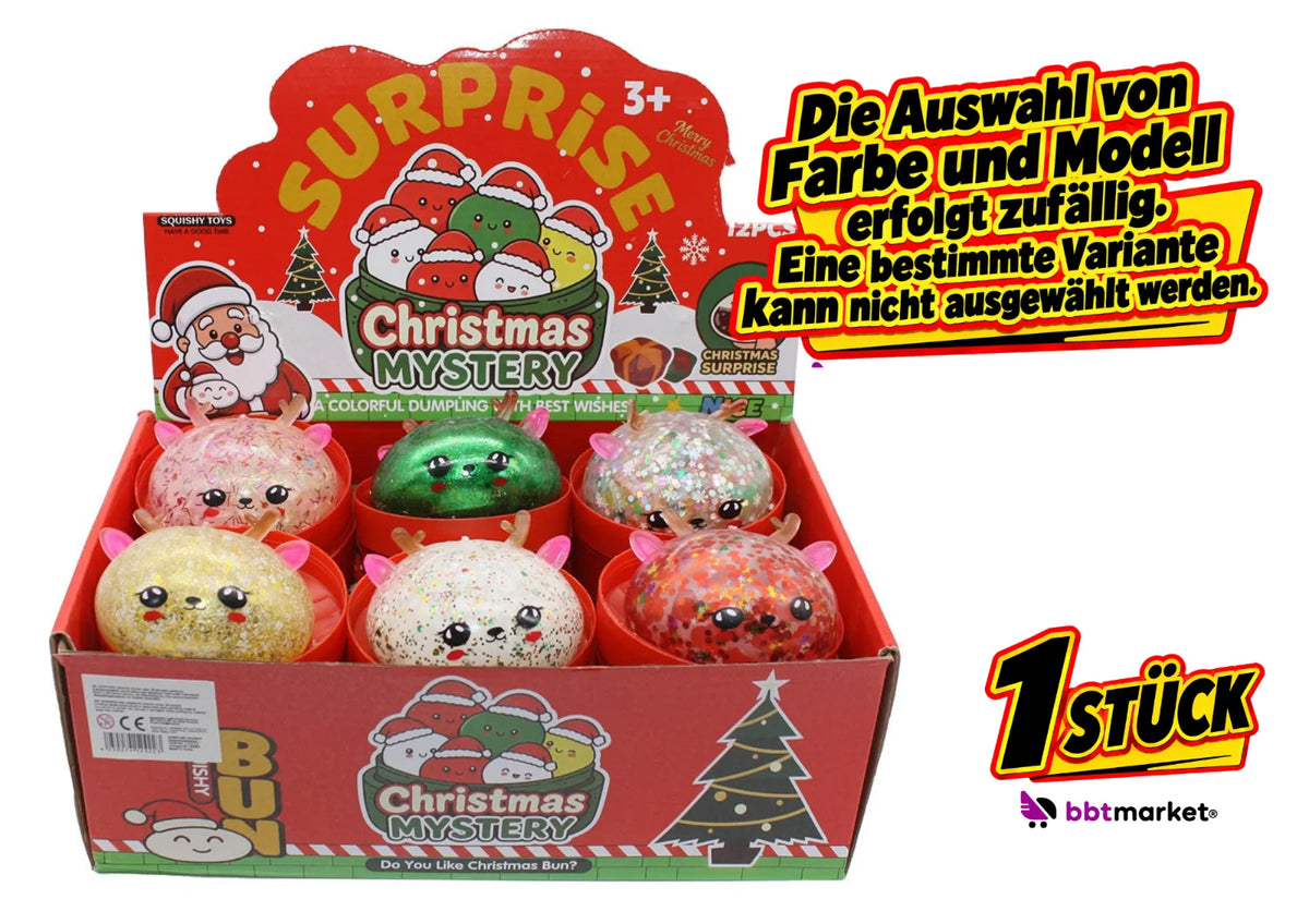 Weihnachts Squishy Dumpling Glitzer Fidget Toy Kinder 3+ Geschenk Anti Stress