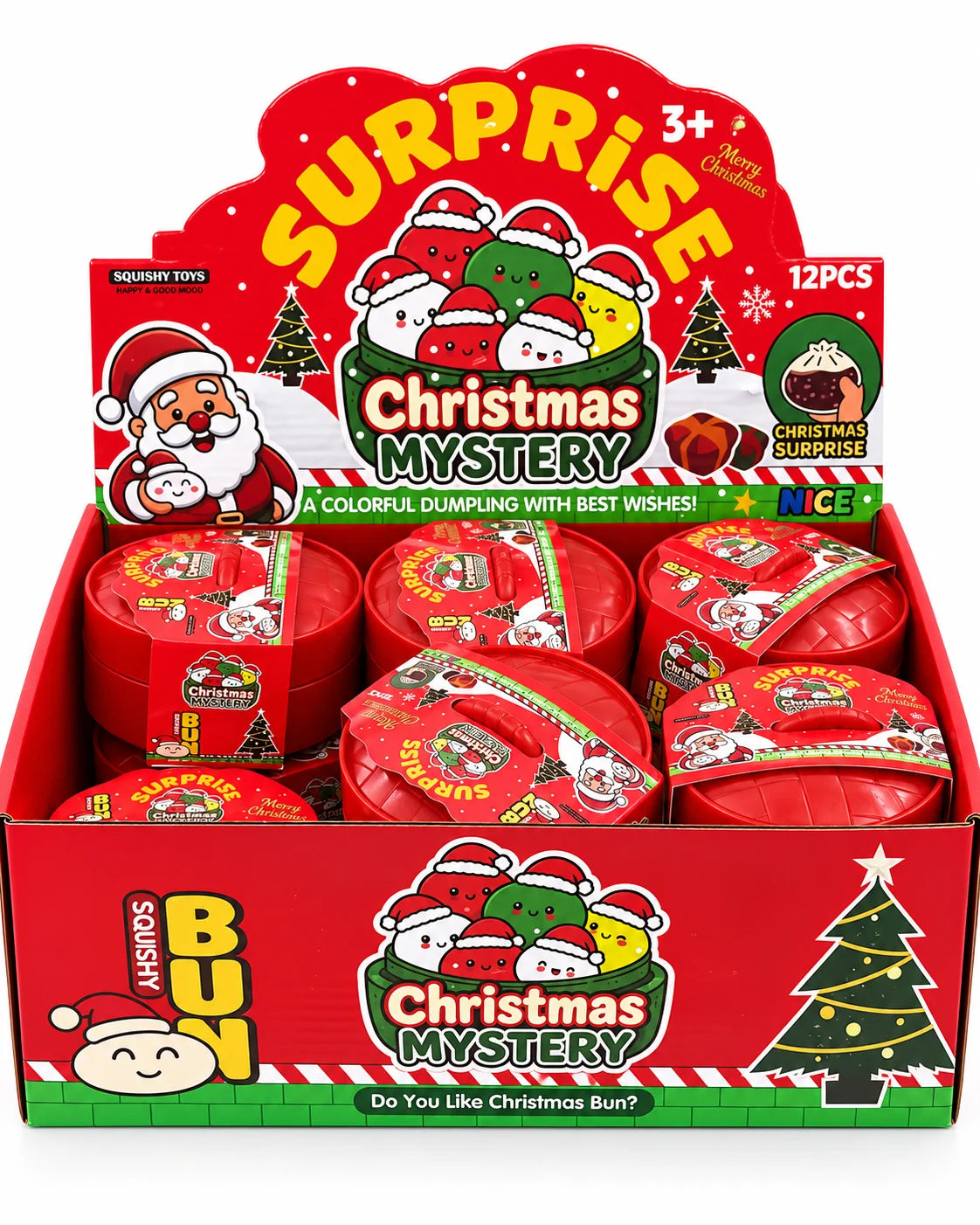 Weihnachts Squishy Dumpling Glitzer Fidget Toy Kinder 3+ Geschenk Anti Stress