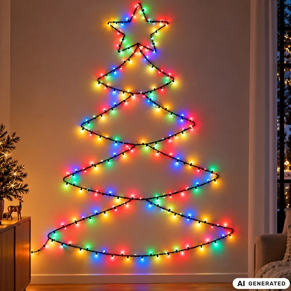 Weihnachtsbeleuchtung 200 LED Bunt 8 Modi Lichterkette Innen Verbindbar