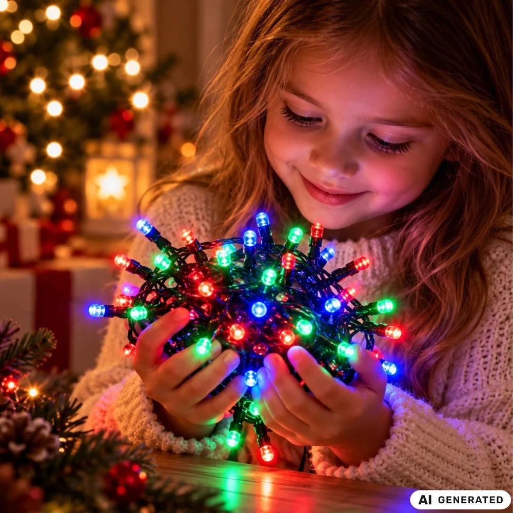 Weihnachtsbeleuchtung 200 LED Bunt 8 Modi Lichterkette Innen Verbindbar