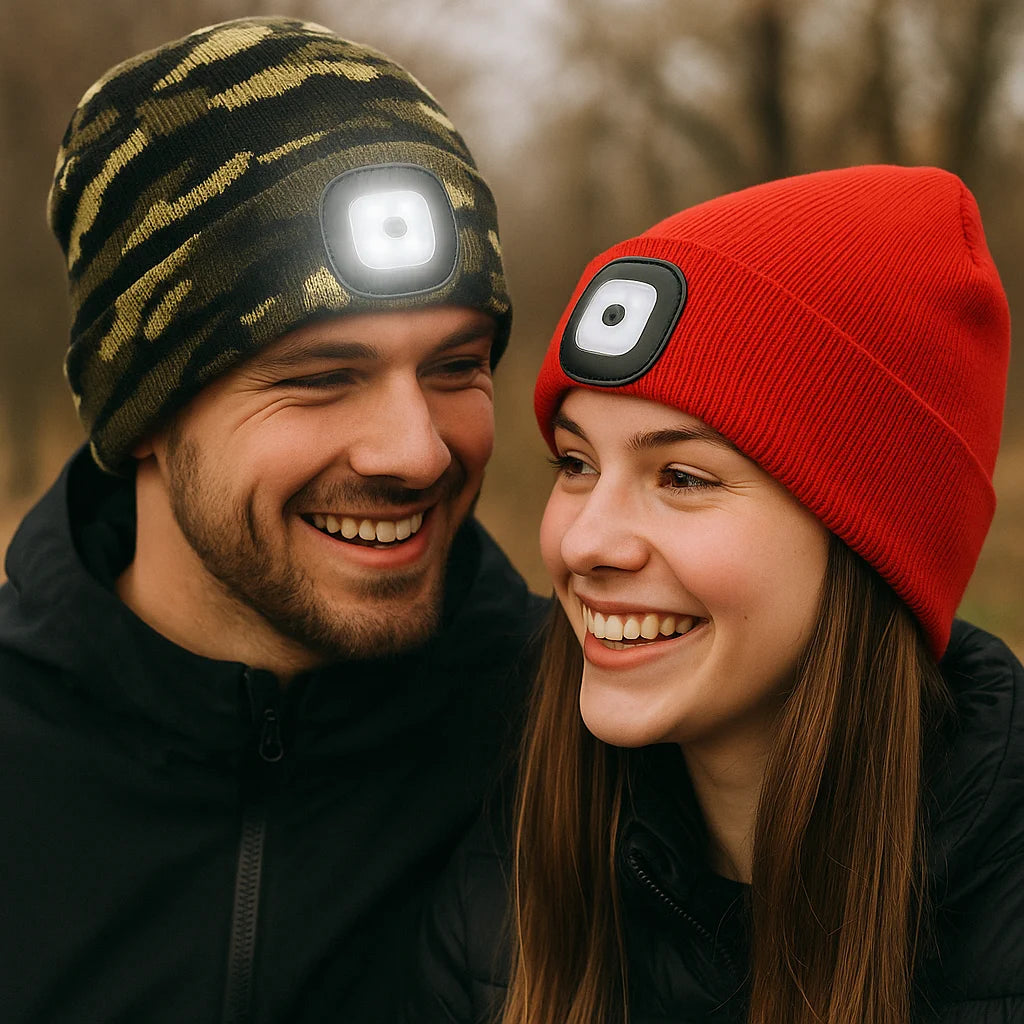 Wintermütze warme Strickmütze mit LED Licht aufladbar USB Beanie Portwest Mütze
