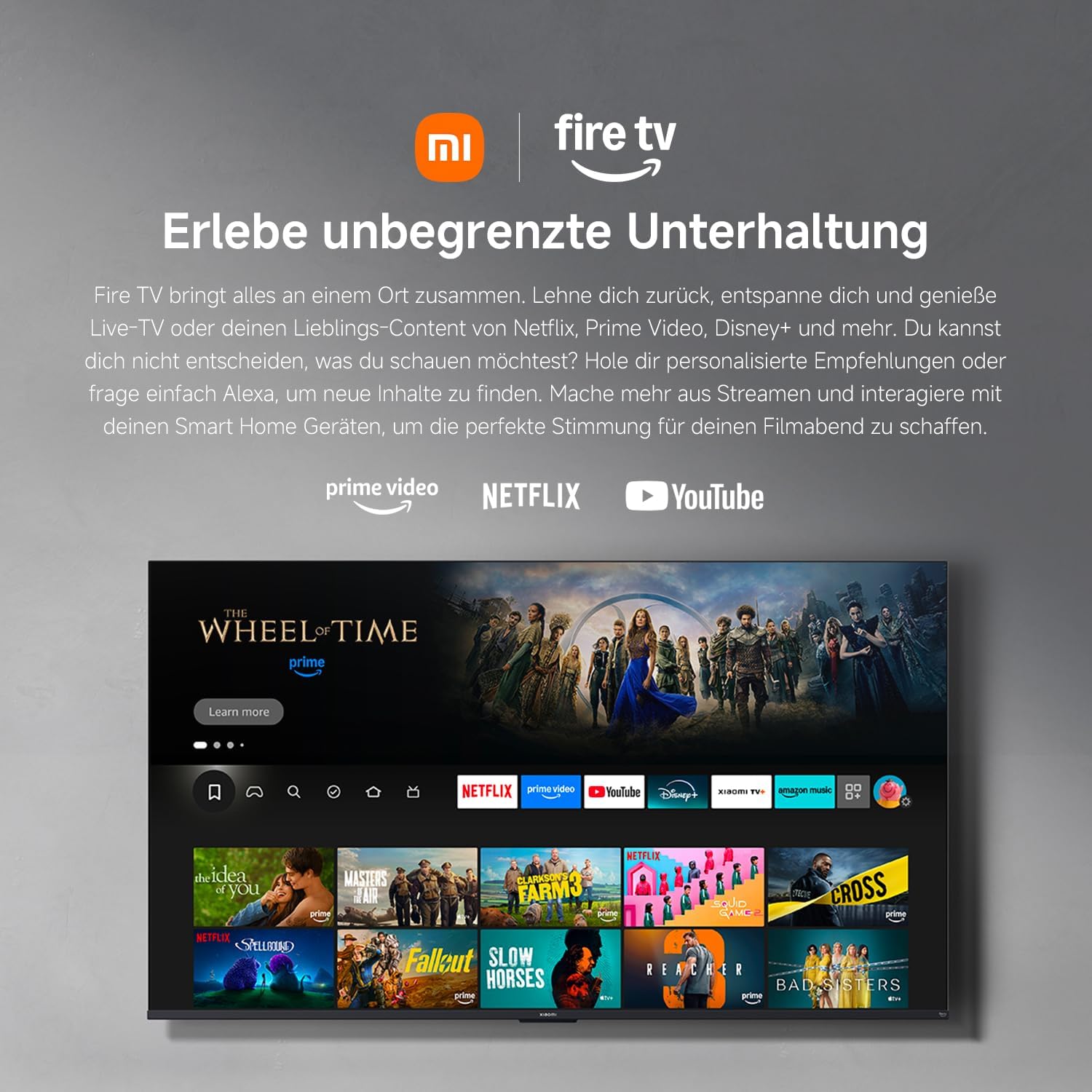 Xiaomi TV F 65 Zoll 4K UHD Smart TV mit Fire TV, HDR10, Alexa Sprachsteuerung, AirPlay, Triple Tuner und Game Boost Modus