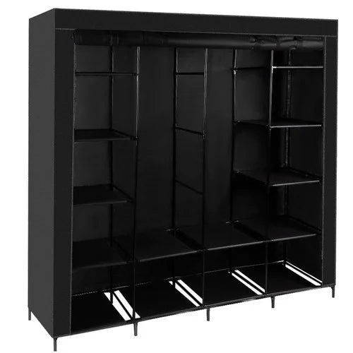 XXL Stoff Kleiderschrank 170x170 cm – Faltschrank mit 14 Fächern und 2 Kleiderstangen
