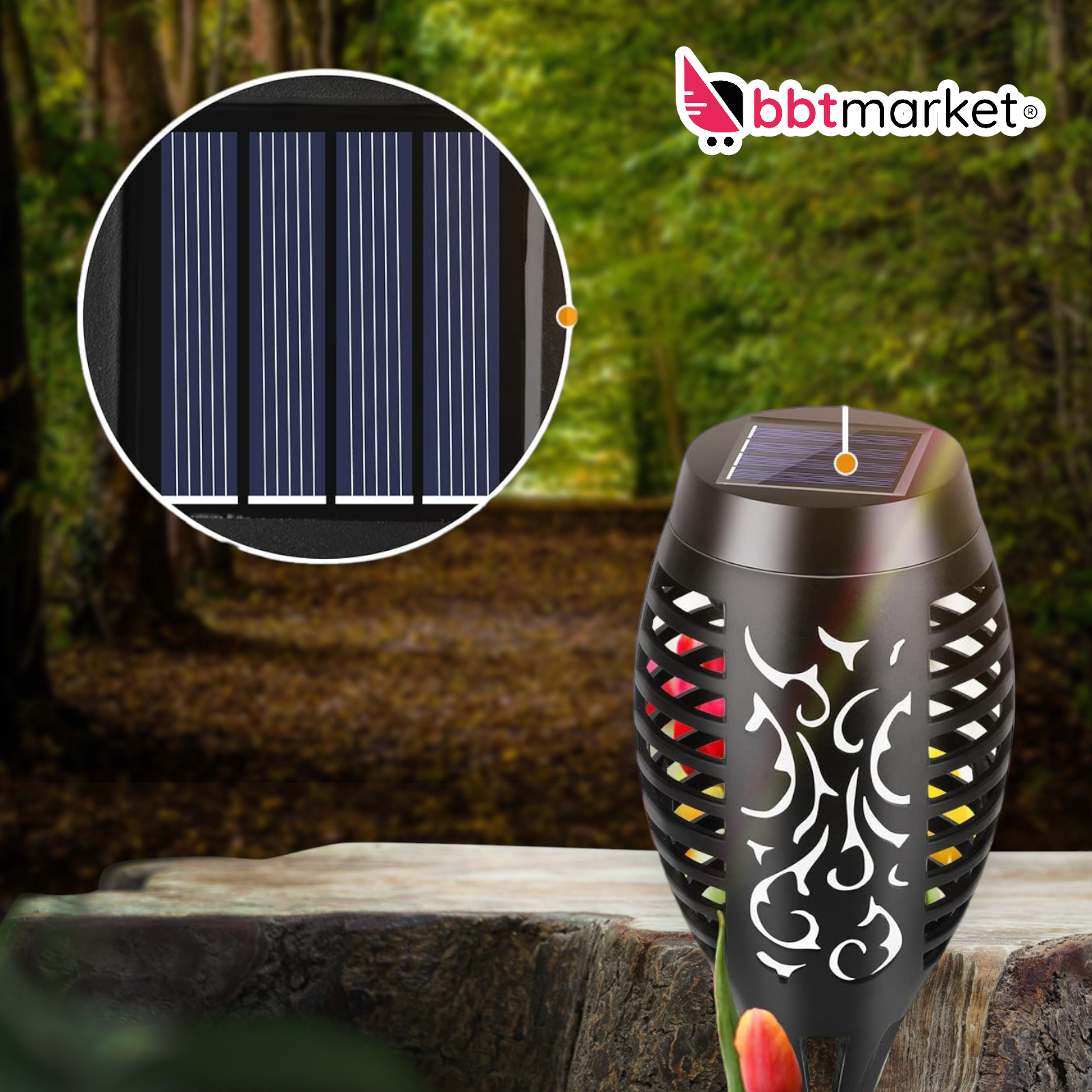 Solar lamps garden set of 4 solar lights for outdoors flame effect path light DE 